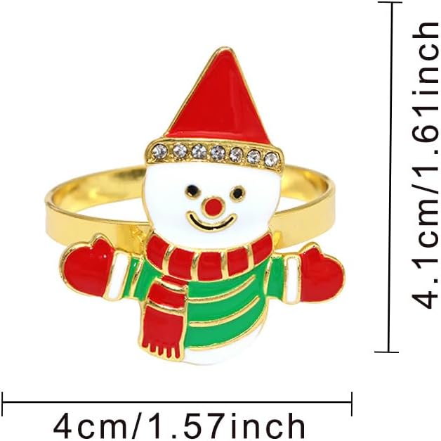 Snowman Napkin Rings Set of 6, Christmas Party Napkin Holder Buckles, - Image 2