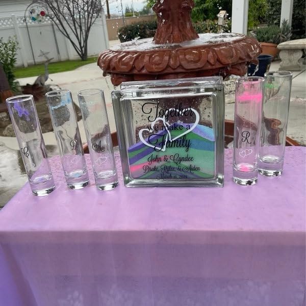Glass Unity Sand Set for Weddings w LID, Ink Printed - Image 9