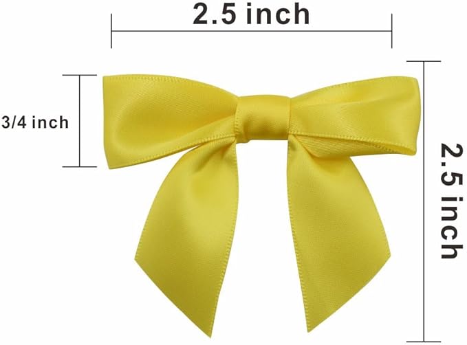 2.5" Hgzgch Yellow Satin Ribbon Bow - Image 2