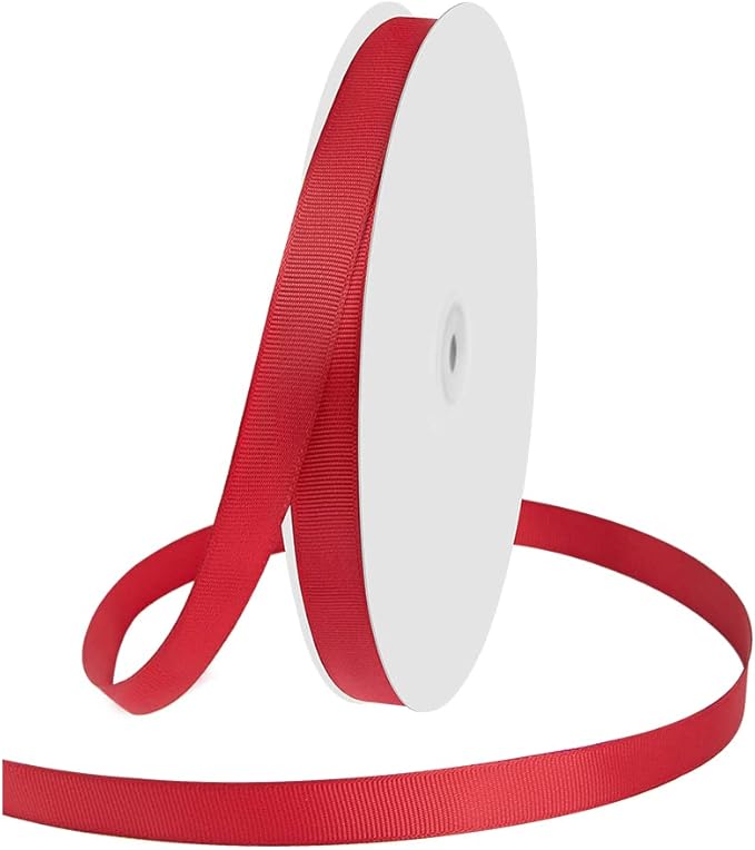 5/8" X 100 Yards Red Grosgrain Ribbon, Premium Grosgrain Ribbon by KMERLIFE