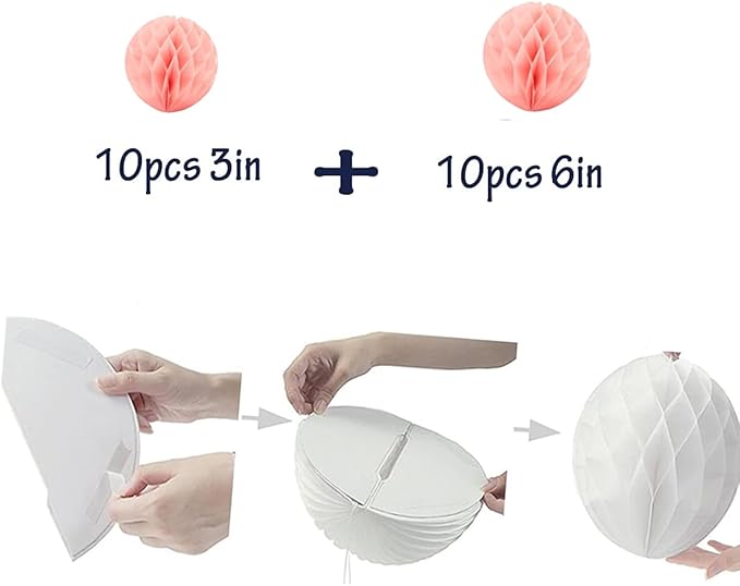 20pcs Honeycomb Flower Balls Party Honeycomb Balls Decoration Paper Flower - Image 2