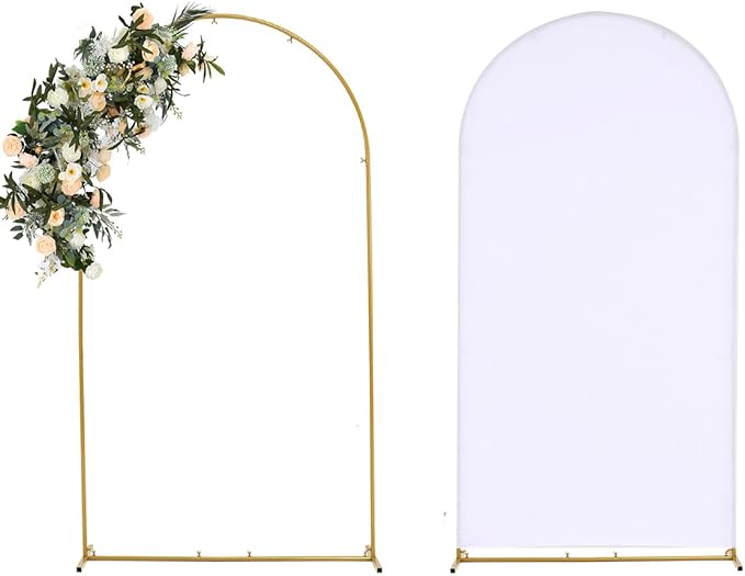 Vincidern 6.6FT Wedding Arch Backdrop Stand and White Cover, Metal Arch by Vincidern