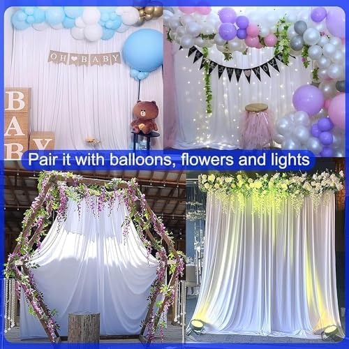 20ft×10ft Wrinkle Free White Backdrop Curtains - Image 7