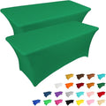 IVAPUPU 2 Pack 8FT Table Cloth for Rectangular Fitted Events Stretch Emerald by IVAPUPU