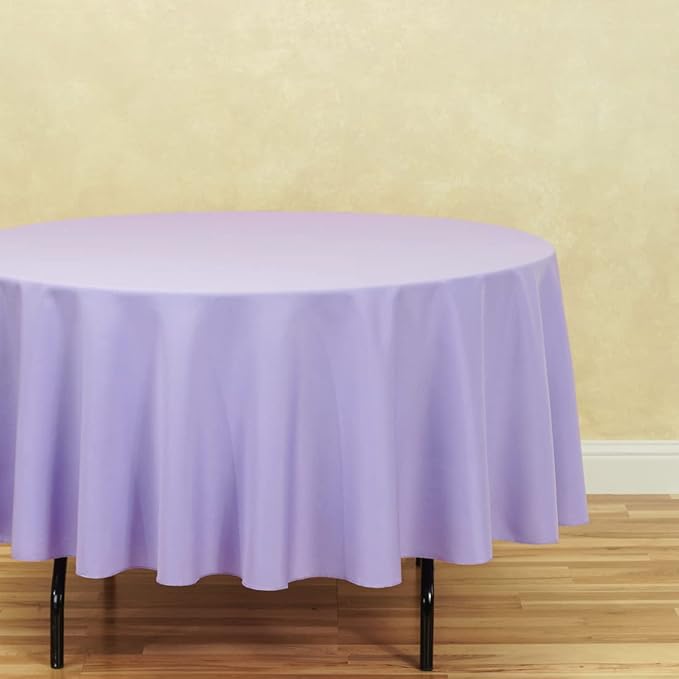 LTC LINENS 5 Pack 90 Inch Round Tablecloth Lavender - Image 3