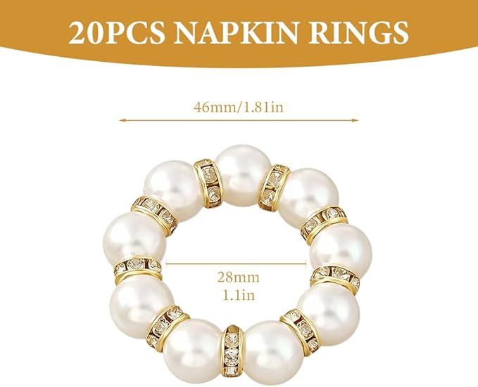 50Pcs Pearl Napkin Rings, Wedding and Formal Dinner Table Decor - Image 2