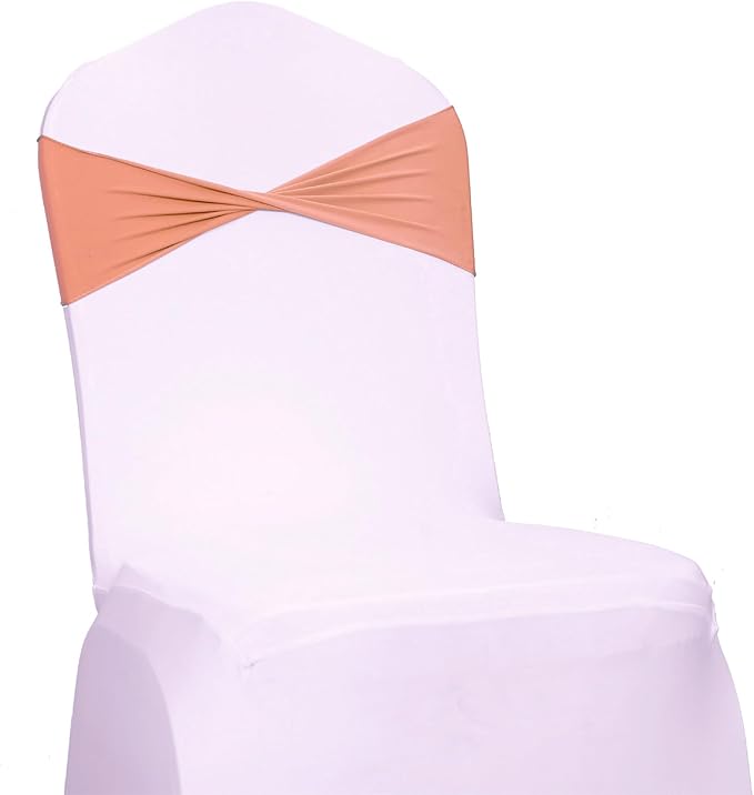 VDS Pack of 300 PCS | Coral Peach | Spandex Chair Sashes Bows Without Buckle | - Image 2