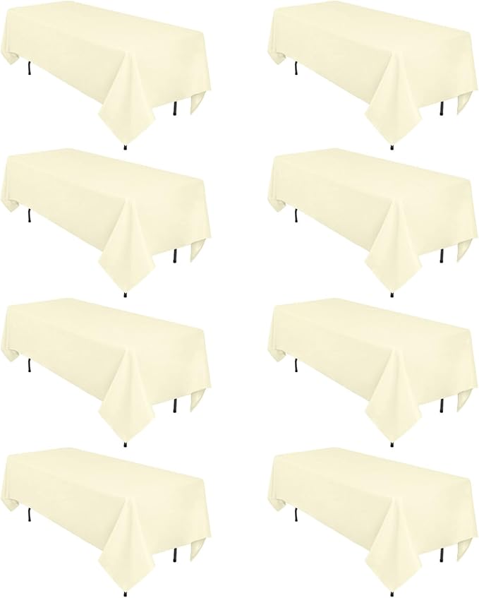 8 Pack Beige Tablecloth 60 x 102 Inch Rectangular Tablecloths by Heneger