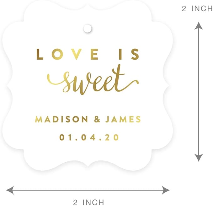 Andaz Press Personalized Fancy Frame Square Wedding Gift Tags, Metallic Gold Ink - Image 6