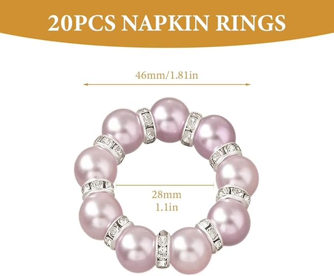 20Pcs Pearl Napkin Rings, Wedding and Formal Dinner Table Decor - Image 2