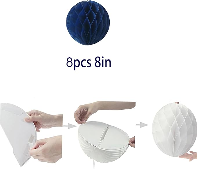 8pcs 8inch Royal Blue Honeycomb Balls - Image 2