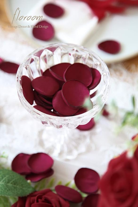 Floroom 300pcs Rose Petals Burgundy Faux Silk Flower Petals - Image 2