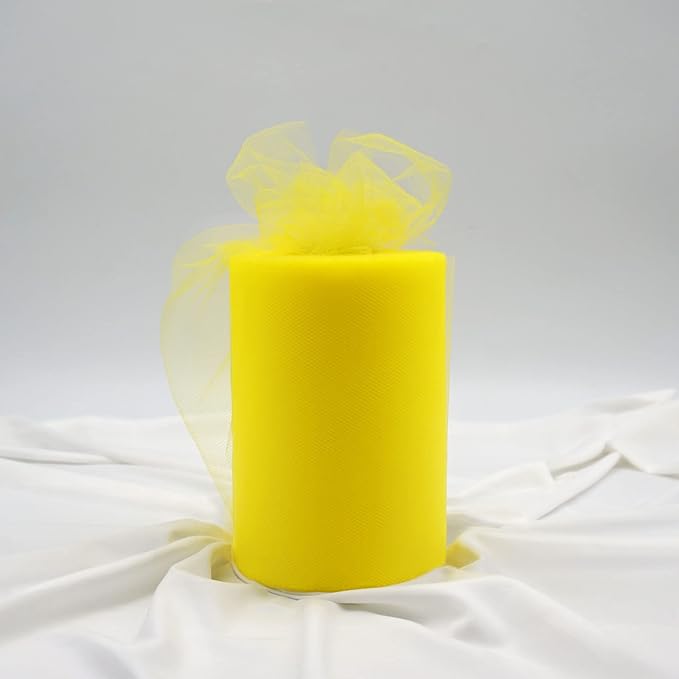 Yellow Tulle Fabric Roll 6 Inch X 300 FT Matte Tulle Ribbon Netting Mesh Spool - Image 4