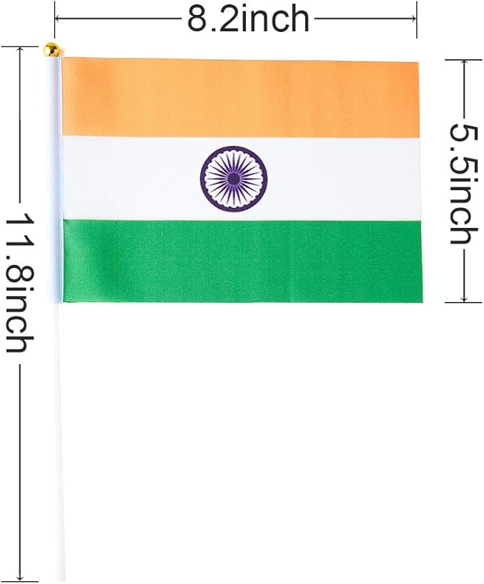 India Flag Indian Flag, Small Mini Handheld India Flags on Stick - Image 3