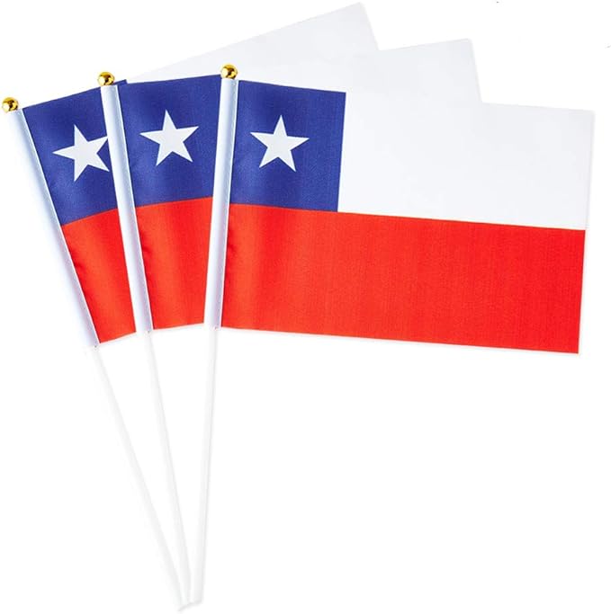 Chile Flag Chilean Flag, Small Mini Handheld Chile Flags on Stick by Mflagperft