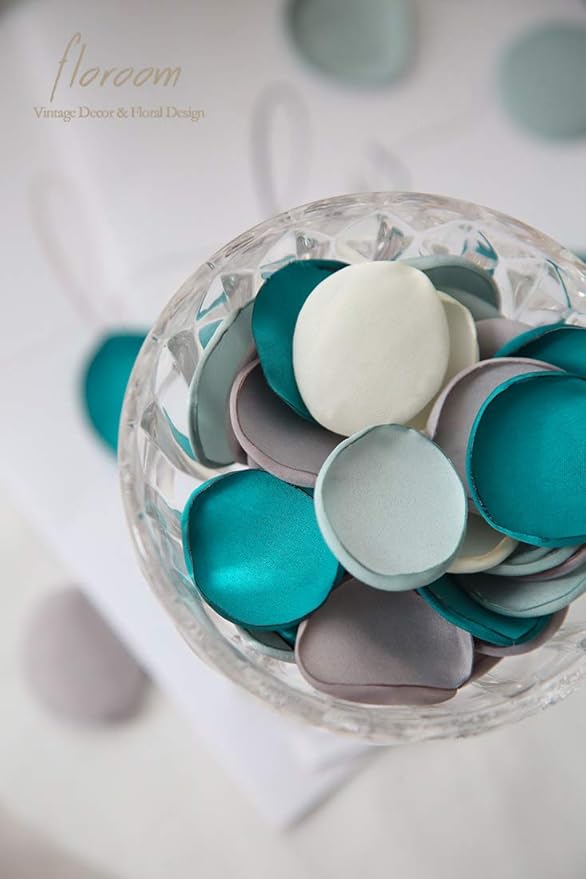 Floroom 300pcs Rose Petals Teal Green Faux Silk Flower Petals - Image 4