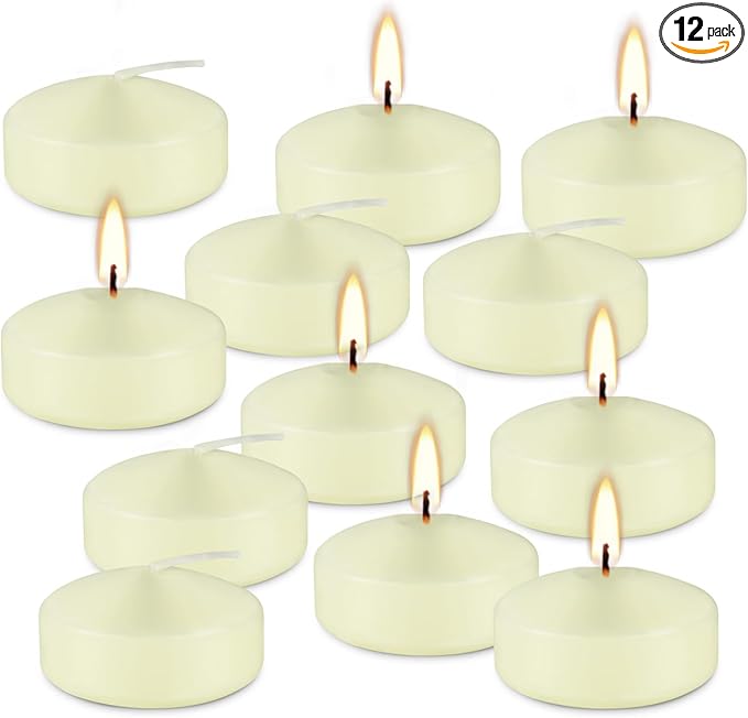 12 Pcs 2 - inch Floating Candles, Smokeless and Unscented, Burns Continuously by CAKETYCG