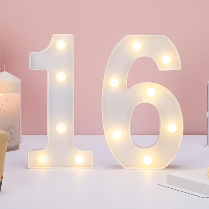 Decorative Led Light Up Numbers, 16th Birthday Decorations, Warm White Led - Image 6