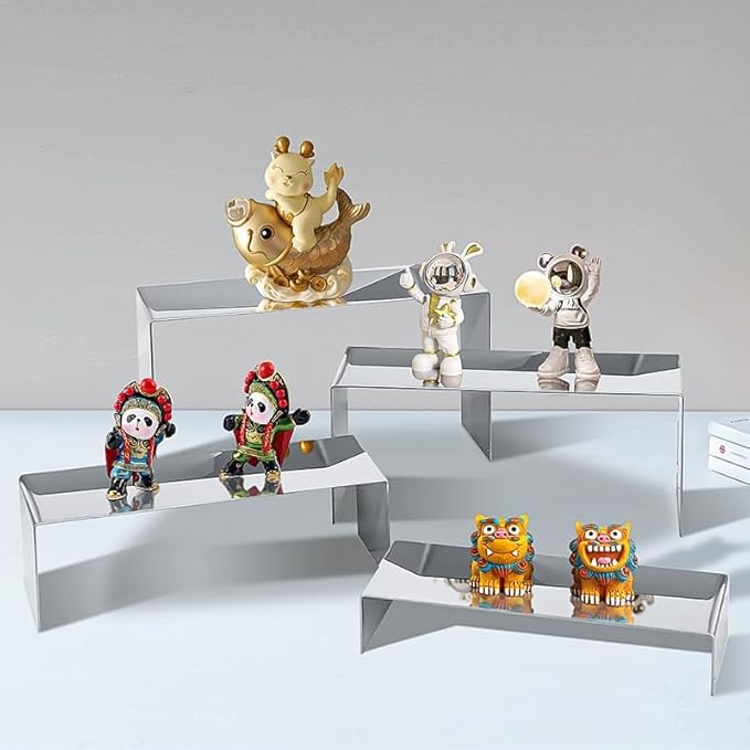 4 Pcs Silver Stainless Steel Display Risers, Display Stand - Image 6