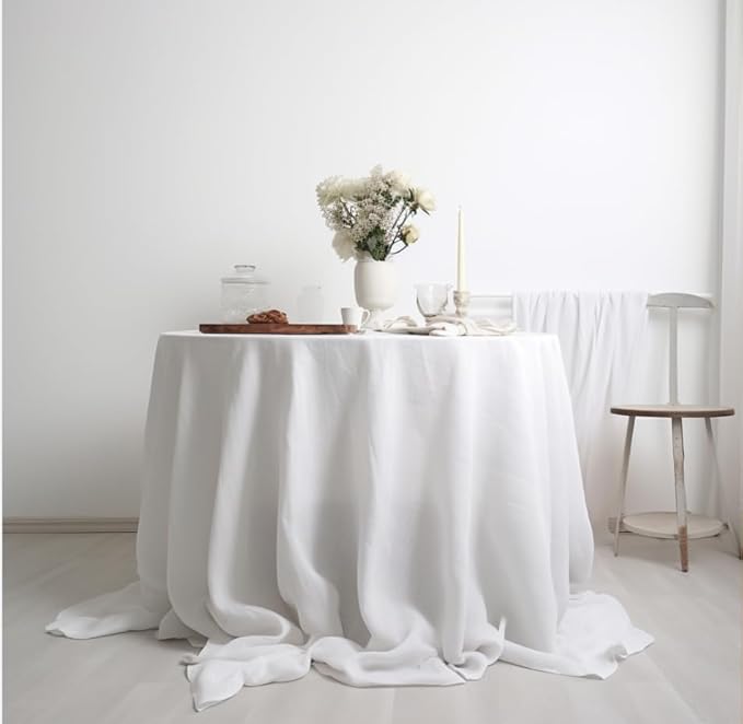 EVERLY 100% Pure Linen Round Tablecloths 70Inch Round Machine Washable - Image 2