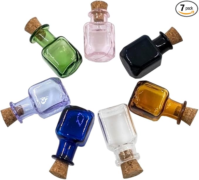 2ml Very Mini Rectangle Glass Color Bottles by Jarvials