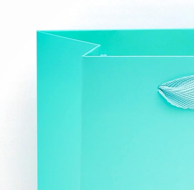 Teal Blue Paper Gift Bag Small Square Bottom Kraft Paper Bags - Image 8