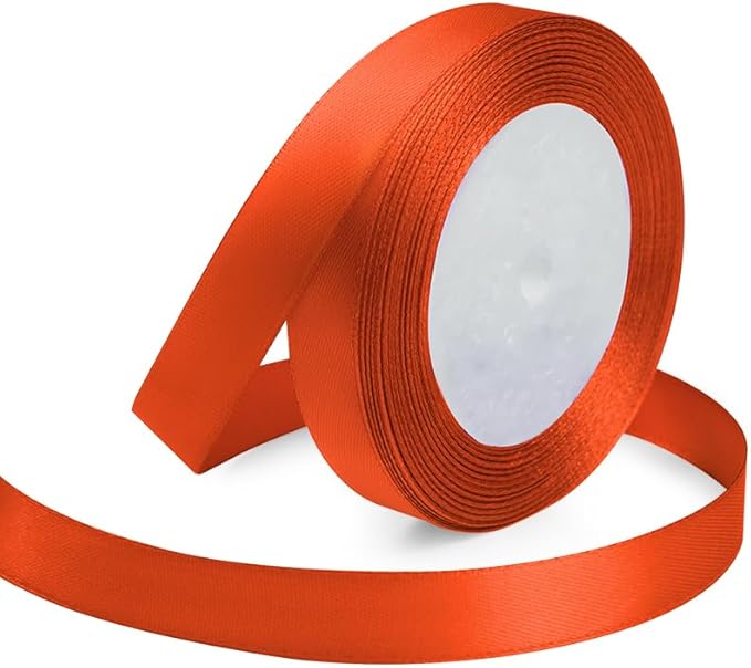 KMER LIFE Solid Color Autumn Orange Satin Ribbon 5/8 Inches x 25 Yards by KMERLIFE