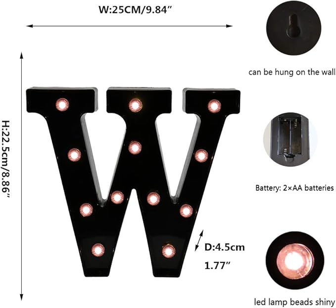 Light Up Black Alphabet Marquee Letters Sign LED Marquee Number Lights Sign - Image 6