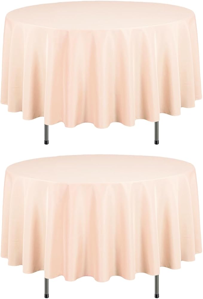 LTC LINENS 2 Pack 90 Inch Round Tablecloth Peach by LTCLINENS