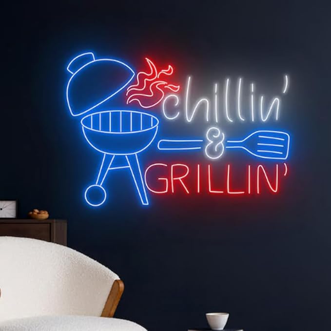Chilling And Grilling Neon Light, BBQ Neon Sign, Barbecue Led Light, Grill Led - Image 2