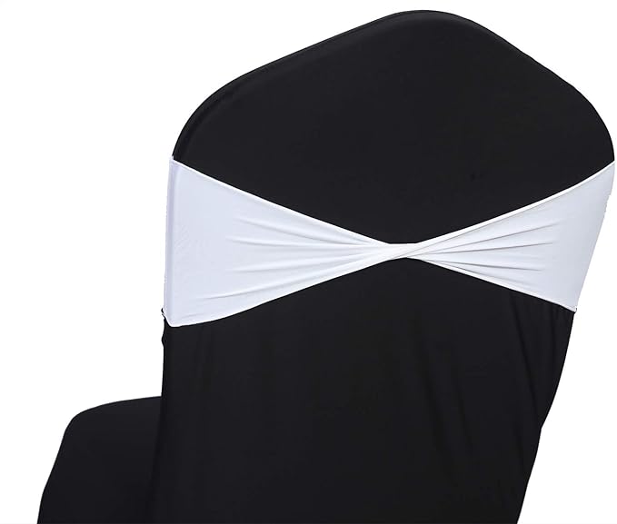 VDS Pack of 25 PCS | White | Spandex Chair Sashes Bows Without Buckle | Stretch - Image 2