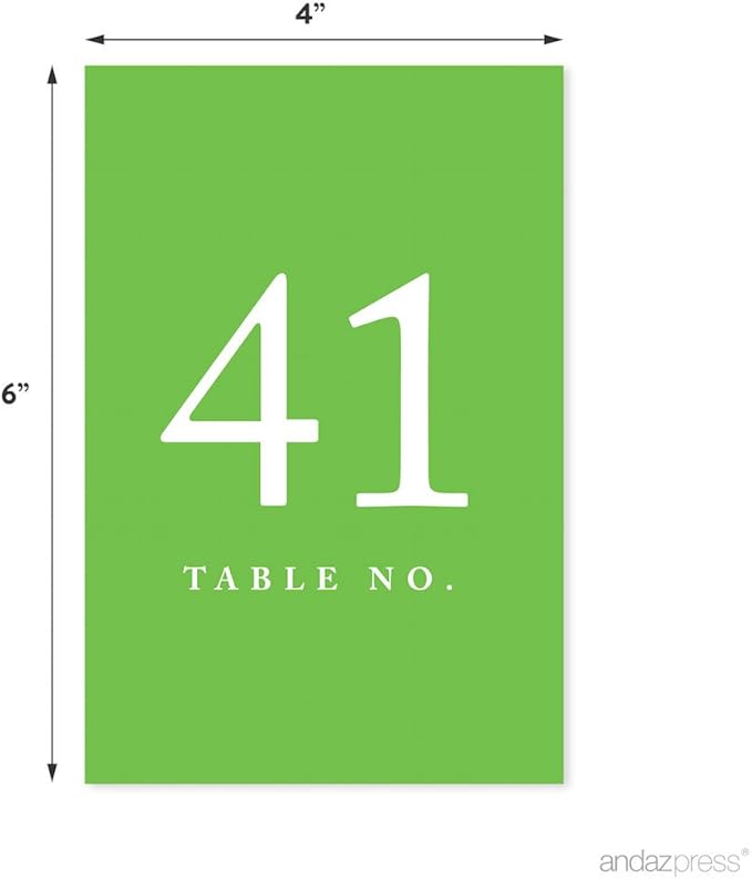 Andaz Press Kiwi Green Wedding Table Numbers 41-60, 4x6-Inches Table Number - Image 2