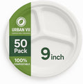 9-Inch Compostable Paper Plates – Heavy-Duty Disposable Plates Made from Bagasse by URBANVII