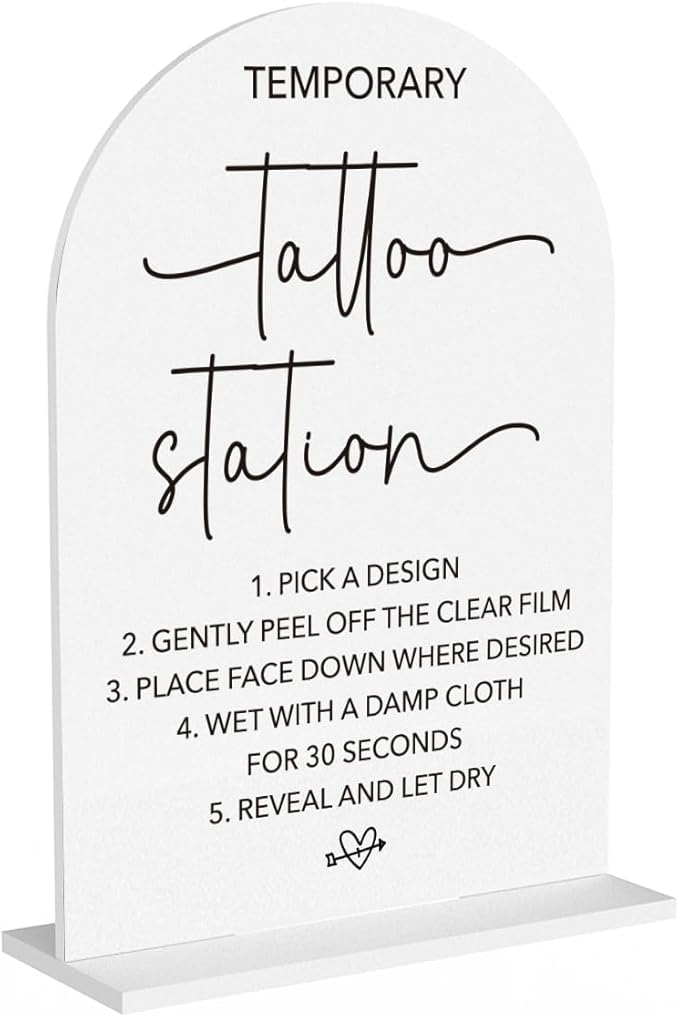 Wedding Tattoo Sign Temporary Tattoo Station Sign by Unknown