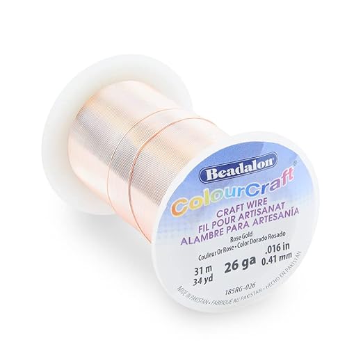 Beadalon ColourCraft Wire, 26 Gauge, Rose Gold Color Silver Plated, 34 yd Spool - Image 2