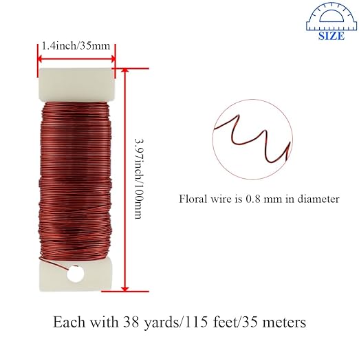 HAHIYO 22Gauge Red Color Metal Floral Wire - Image 2
