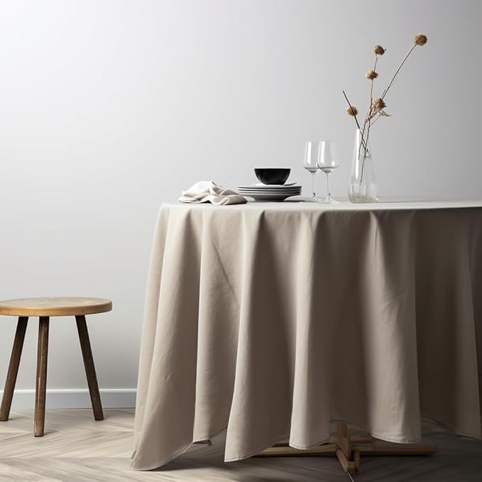 EVERLY 100% Pure Linen Round Tablecloths 70Inch Round Machine Washable by EVERLY