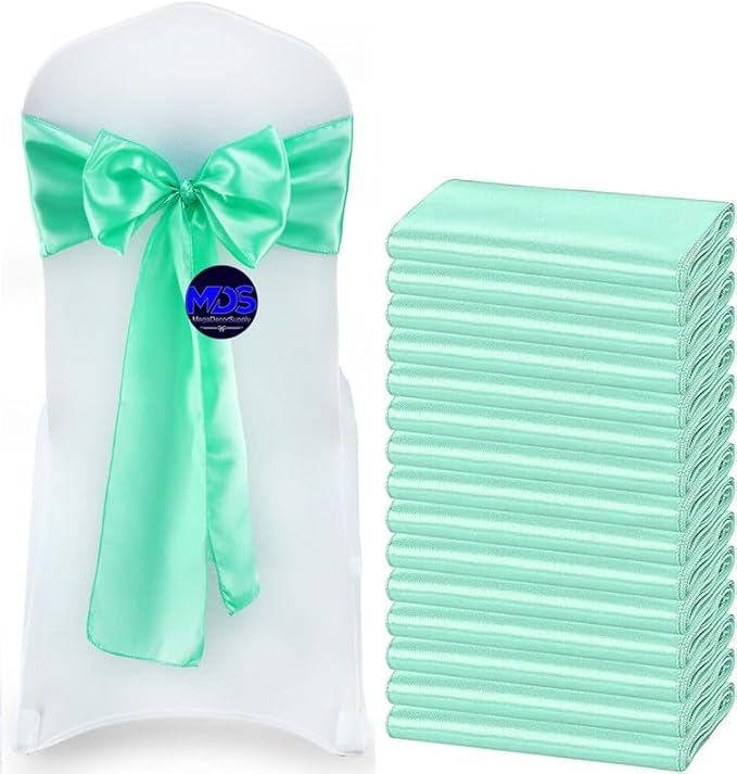 MDS Pack of 10 PCS Satin Chair Sashes Charmeuse Sateen Dining Chair Bows Ribbon by MDS