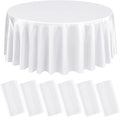 6 Packs Satin Tablecloth 120 Inch White Round Table Cloth Silk Tablecloth by Lumaycens