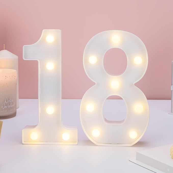 Decorative Led Light Up Numbers, 18th Birthday Decorations, Warm White Led - Image 7