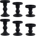 6-Piece Set of Black Glass Candlestick, Crystal Candlestick Holder Holder and by BTGLLAS