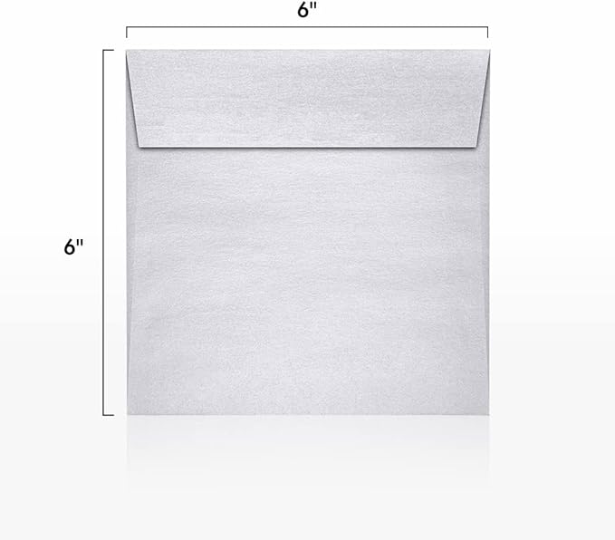 LUXPaper Square Invitation Envelopes | Peel & Press | 6" x 6" | Silver Metallic - Image 3