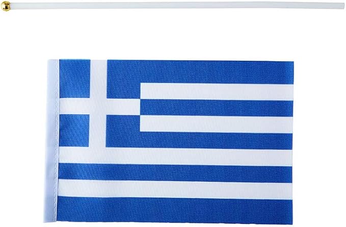 Greece Flag Greek Flag, Small Mini Handheld Greece Flags on Stick - Image 4