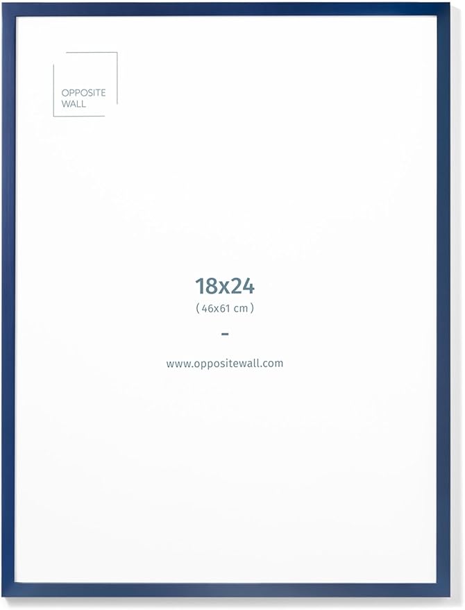 Opposite Wall - 18x24 in - Real Wood Blue Picture Frame - Lightweight, by OppositeWall