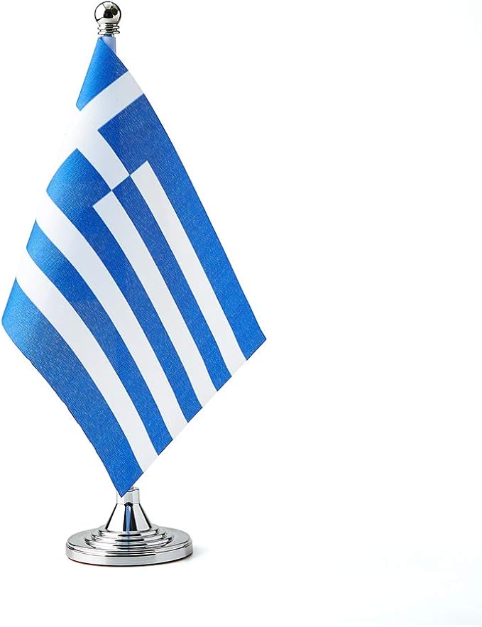 Greece Flag Greek Flags, Small Mini Greek Desk Flag, Used by Mflagperft