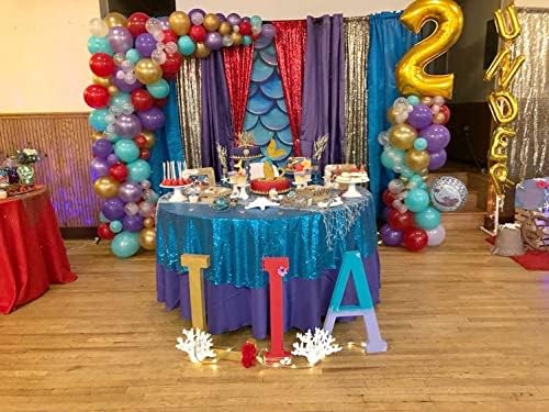 QueenDream Aqua Blue Tablecloth 60 x 102 Inch Sequin Tablecloth - Image 8