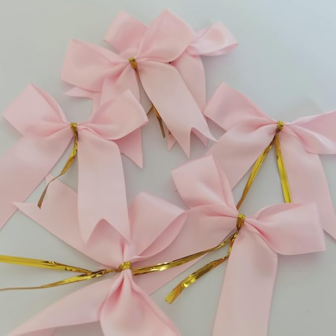 50pcs 3.5" Double Face Satin Pink Bows - Image 8