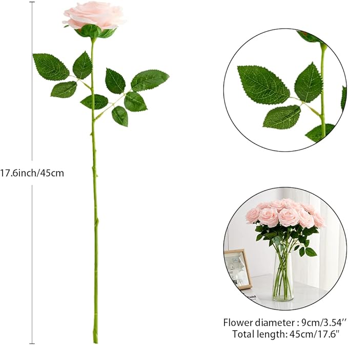 Artificial Rose 10pcs Open Flower Bouquet Faux Rose Stems - Image 4