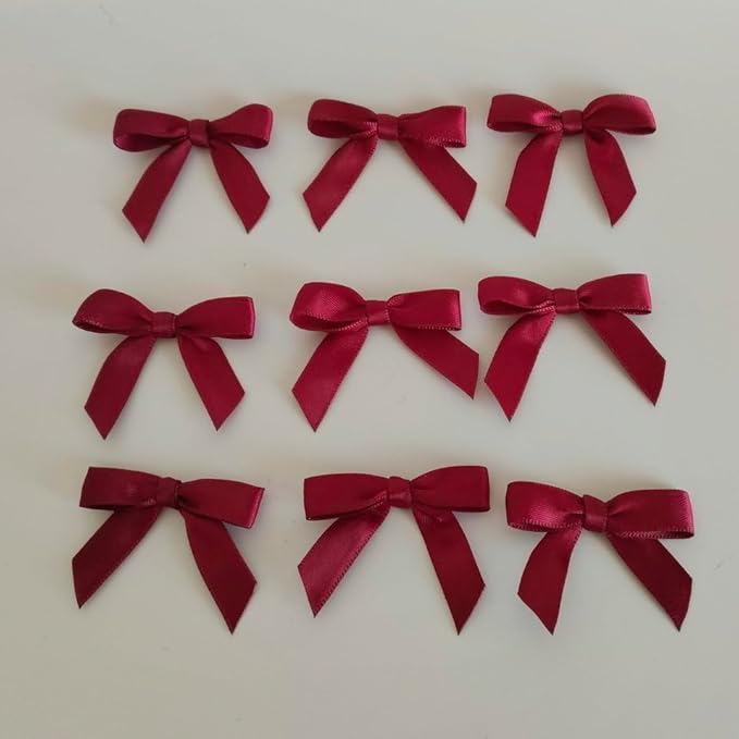 50pcs 1-1/2" Burgundy Satin Ribbon Bows Without Twist Ties Giant Bows - Image 8