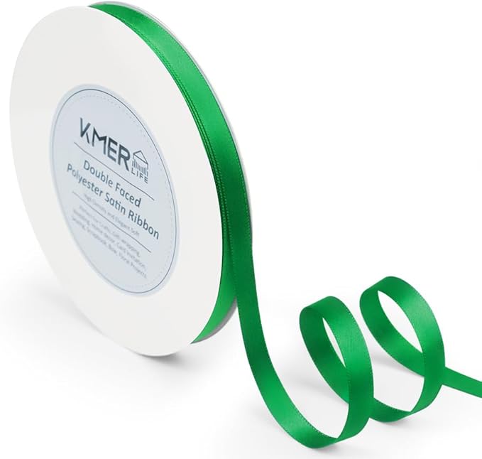 3/8 inch Double Faced Polyester Emerald Green Satin Ribbon by KMERLIFE